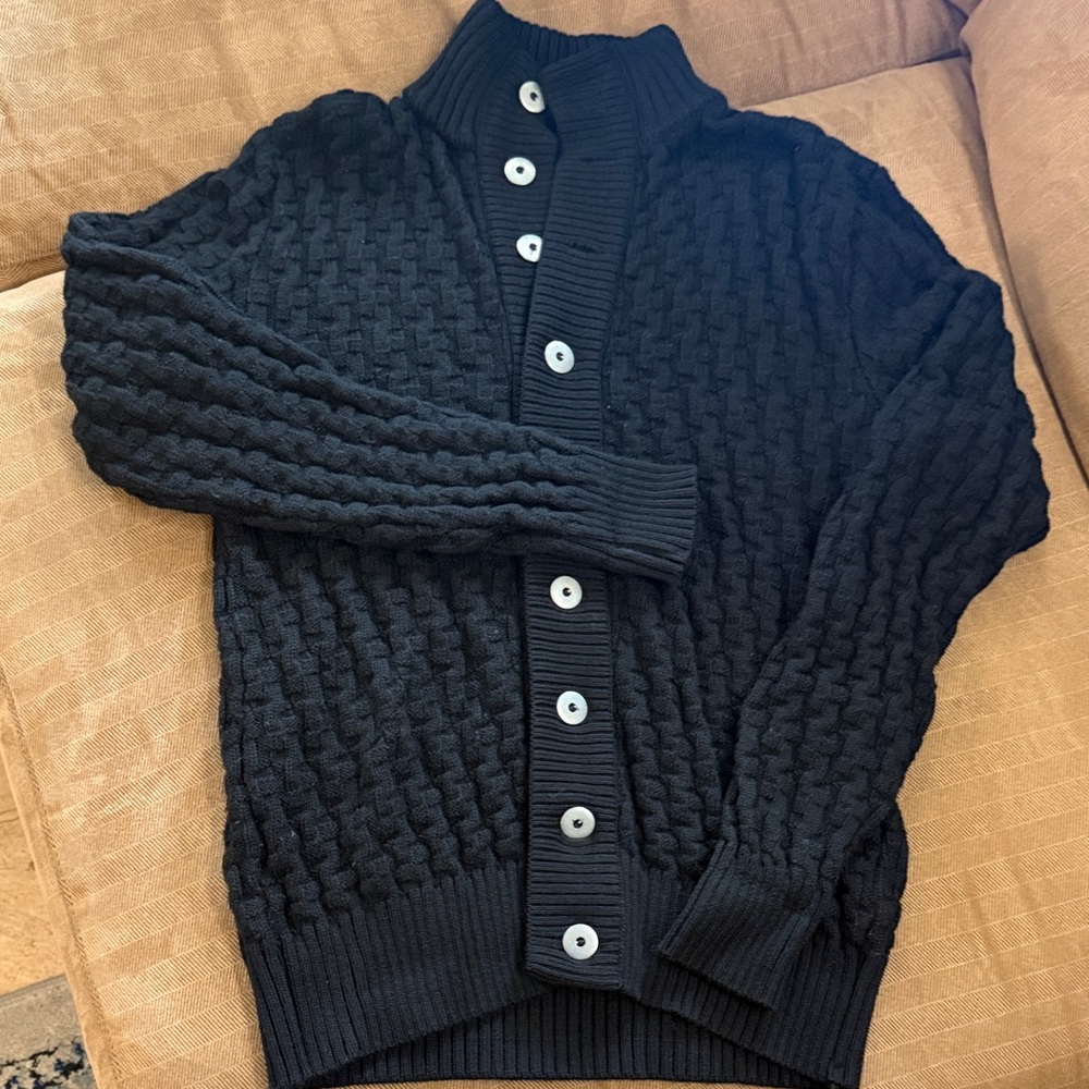 SNS Herning Men’s Black Cable Knit Sweater